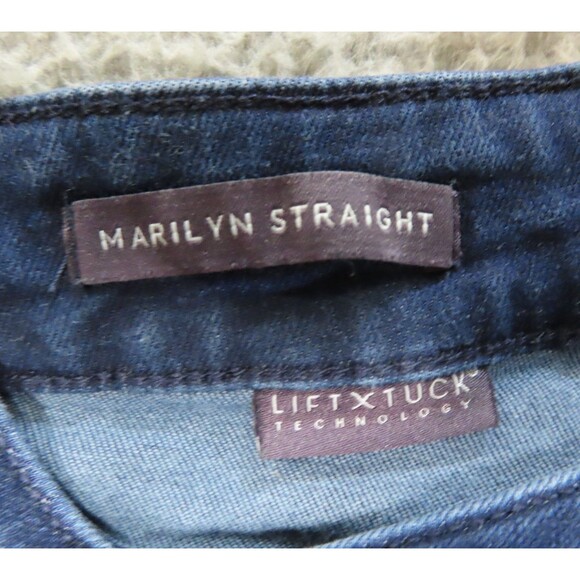 NYDJ Jeans Marilyn Straight Women 10P Petite Blue Rhinestone Lift Tuck Stretch - Picture 11 of 13
